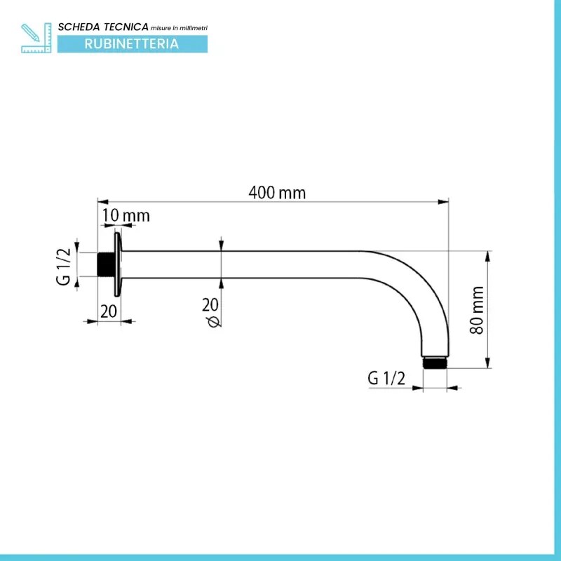 Set doccia tondo cromo 2 vie braccio 40 cm soffione 30 cm e kit doccino inclusi linea Erika