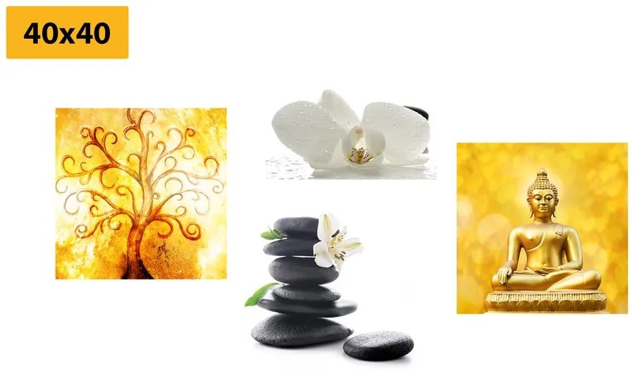 Set di quadri – Feng Shui in bianco e giallo