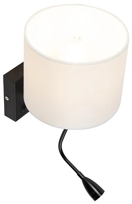 Lampada da parete moderna nera con paralume bianco - Brescia