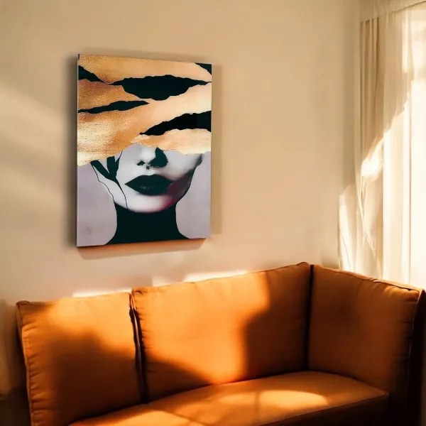 Quadro in vetro temperato 60x100 cm moderno - Donna misteriosa