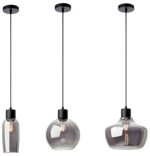 Redo 01-4044 - Lampadario a sospensione con filo ATLANTIS 1xE27/42W/230V diametro 11 cm nero