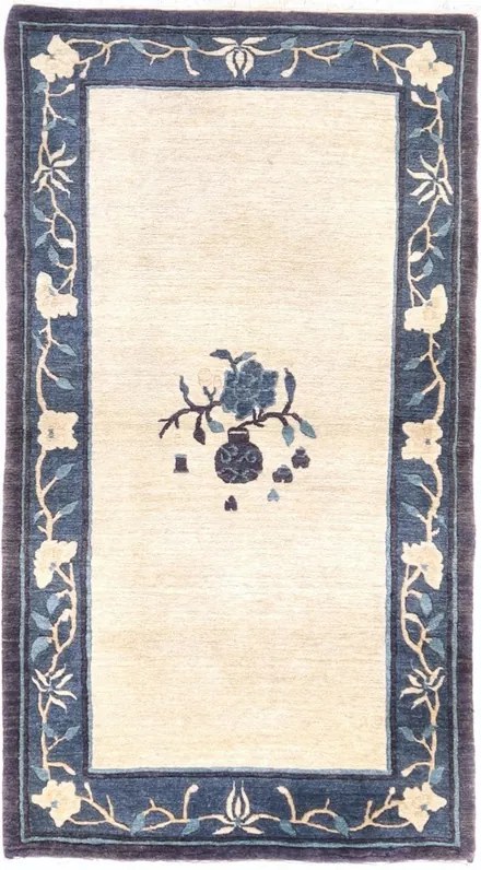 Teppich Tappeto 90 x 150 Beige (Indian) Annodato A Mano