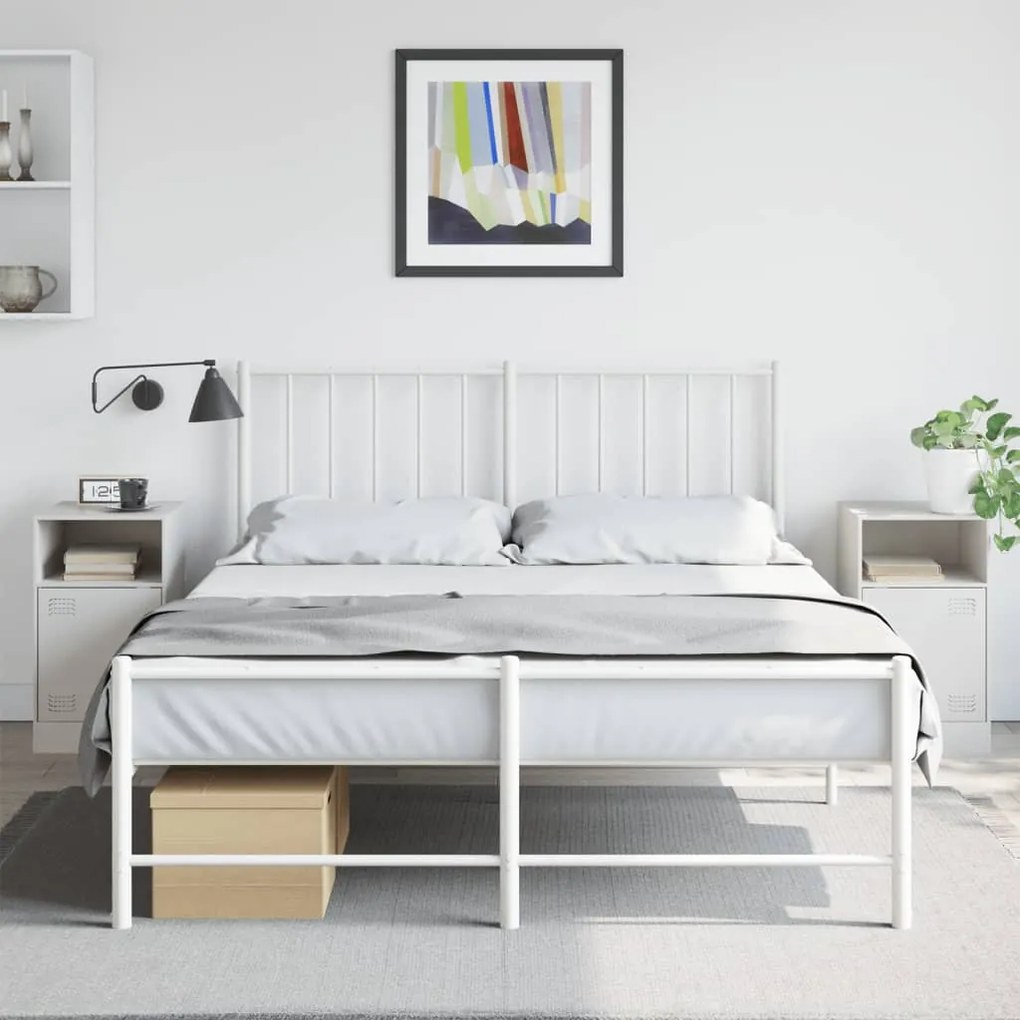 Comodini 2 Pz Bianchi 34,5x39x62 Cm İn Acciaio /