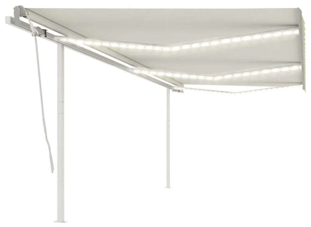 Tenda Da Sole Retrattile Manuale Con Led 6x3 M Crema /