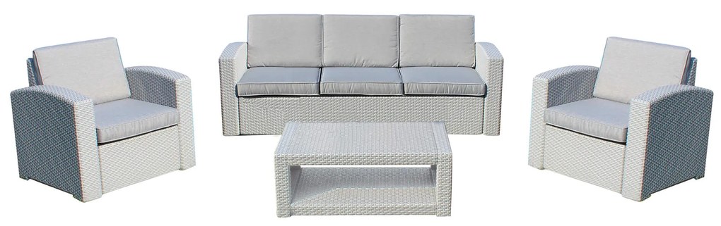 LACUS - salotto da giardino completo di cuscini intreccio in rattan sintetico