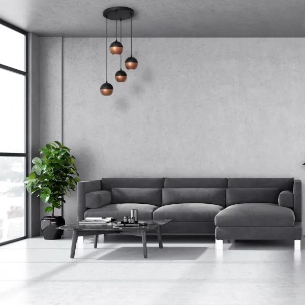 Lampadario LED a sospensione con filo MIDWAY 4xGU10/4,8W/230V nero/rame