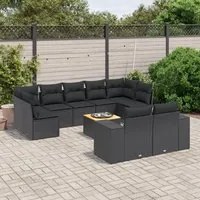 Set Divani da Giardino 10pz con Cuscini in Polyrattan Nero 3257924