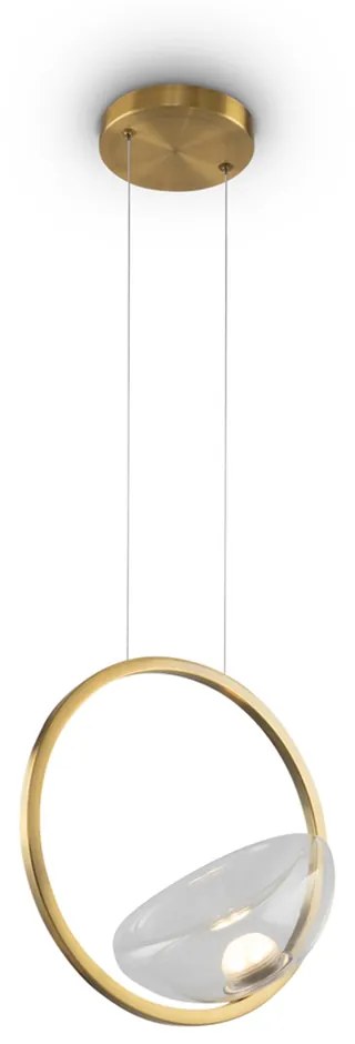 Lampadario A Sospensione Moderno Lunare Metallo Ottone Vetro Luce Led 5W