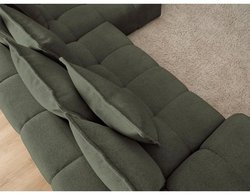 Divano angolare verde allungabile e con contenitore (penisola a destra/chaise lounge) con rivestimento in ciniglia Everest – Bobochic Paris