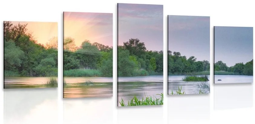 Quadri 5 pezzi – Alba sul fiume