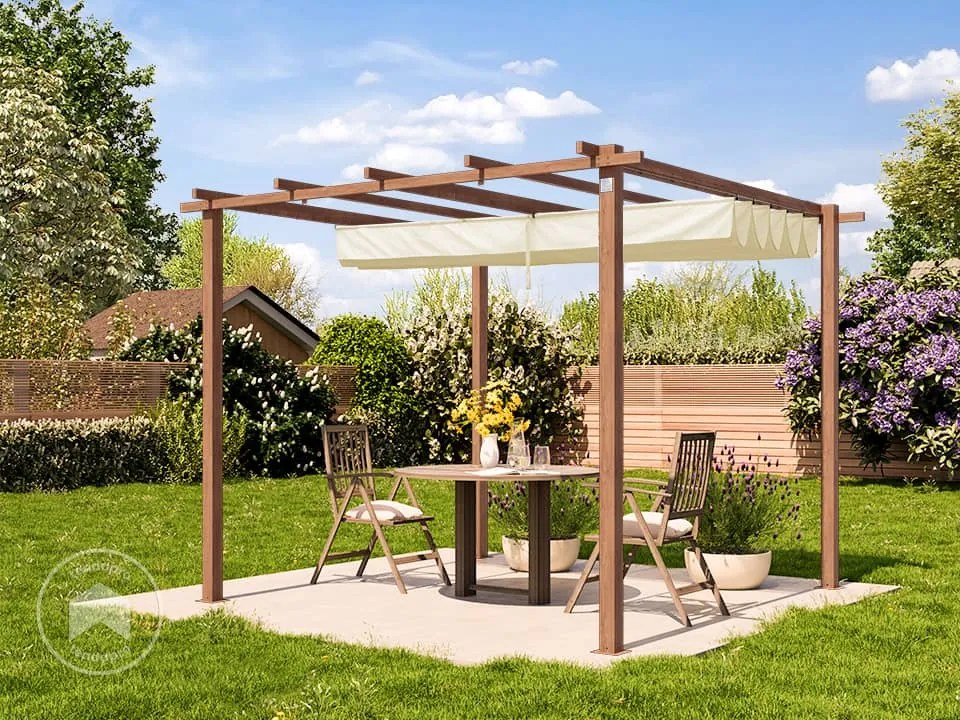 PRIMEYARD Pergola 3x3m, parasole, crema - (400101)