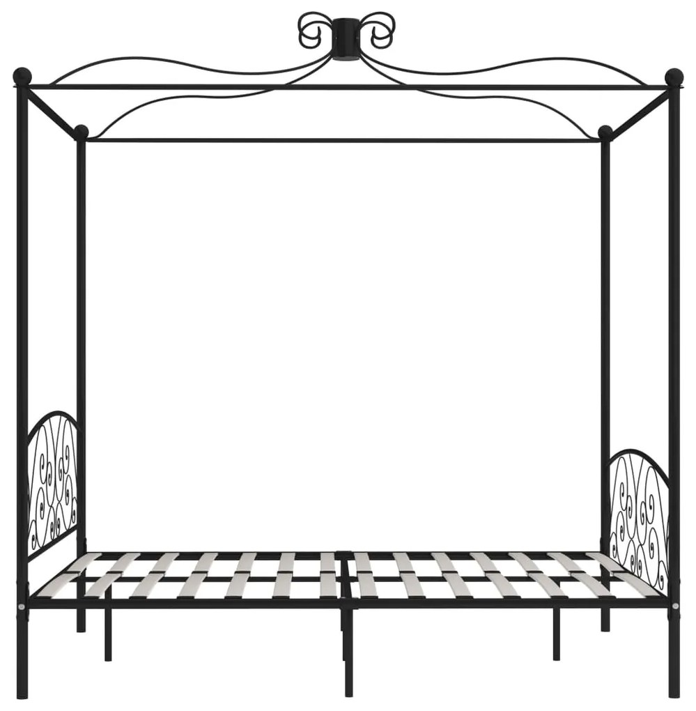 Letto a baldacchino nero in metallo 160x200 cm