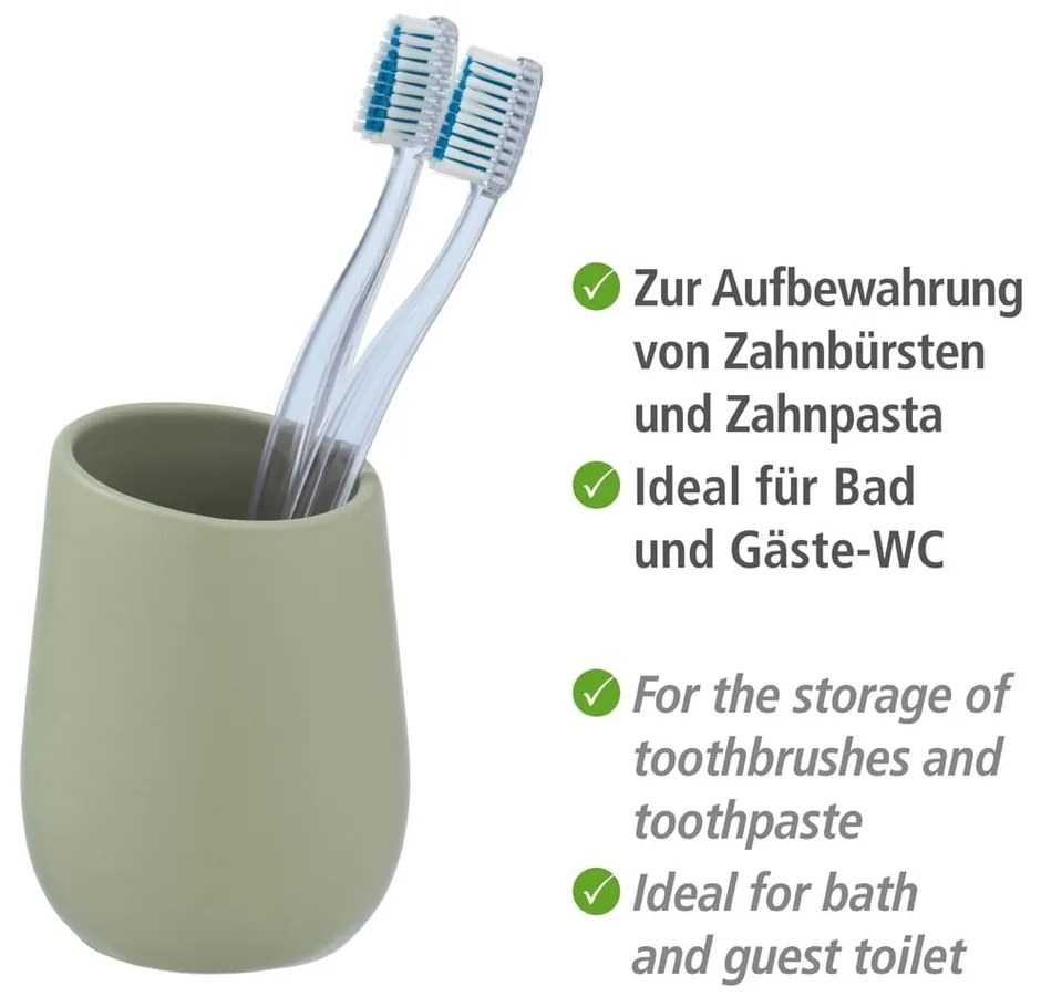 Tazza in ceramica verde per spazzolini da denti Badi - Wenko