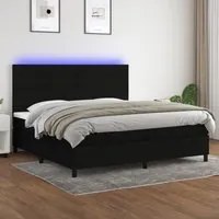 Letto a Molle Materasso e LED Nero 200x200cm in Tessuto 3134983