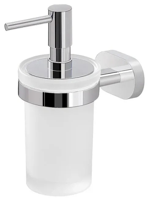 Dispenser sapone liquido a muro Gedy serie Bernina in acciaio inox cromato e vetro