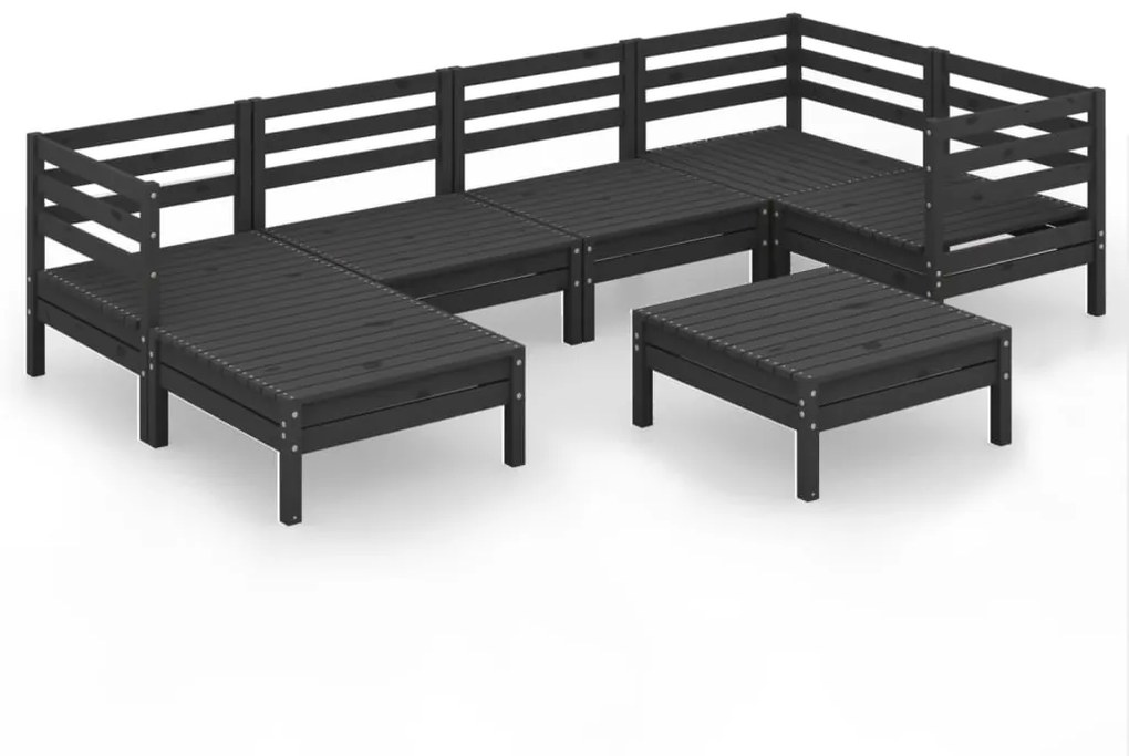 Set salotto da giardino 7 pz in legno massello di pino nero