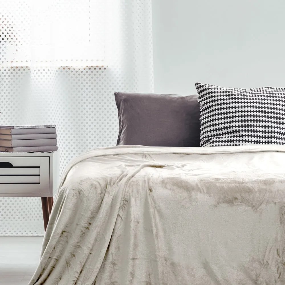 Copriletto beige in micropile 220x240 cm Mic – Restilo