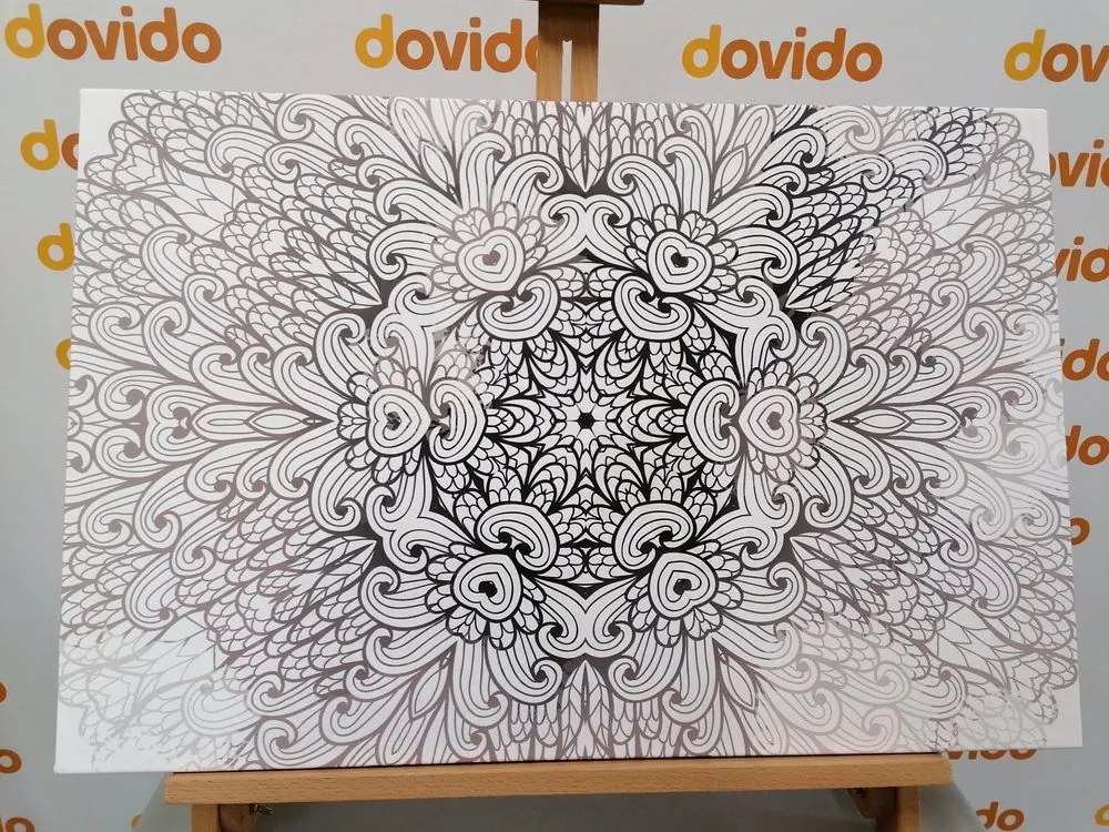 Stampa su tela – Mandala etnica in bianco e nero