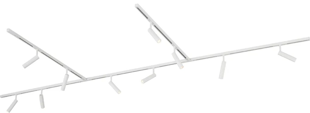 Sistema di illuminazione a binario moderno con 10 faretti bianchi monofase - Slimline Uzzy