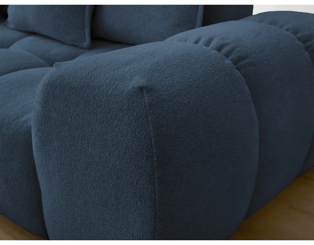 Divano angolare blu scuro allungabile e con contenitore (penisola a sinistra/a L) con rivestimento in ciniglia Everest – Bobochic Paris