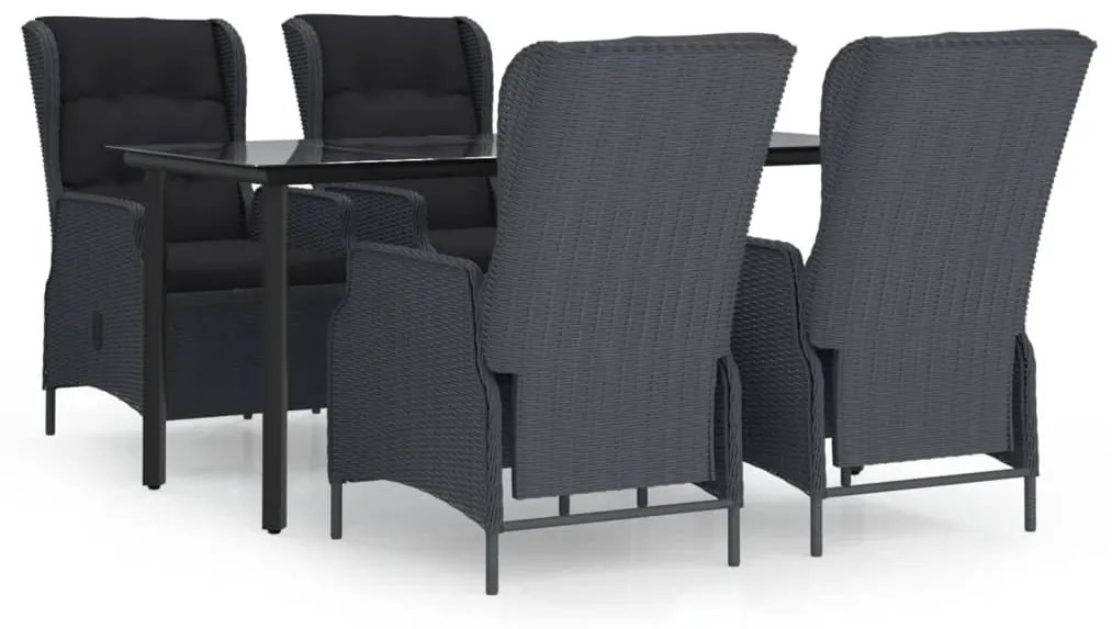 Set da pranzo da giardino 5 pz grigio scuro in polyrattan