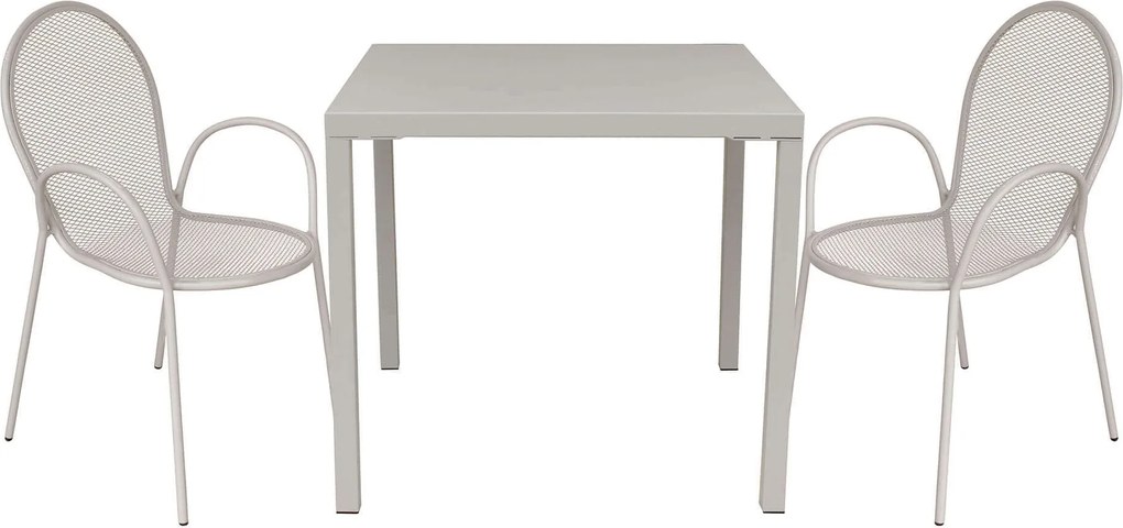 INDEX - set tavolo in alluminio cm 80 x 80 x 73h con 2 poltrone Maris