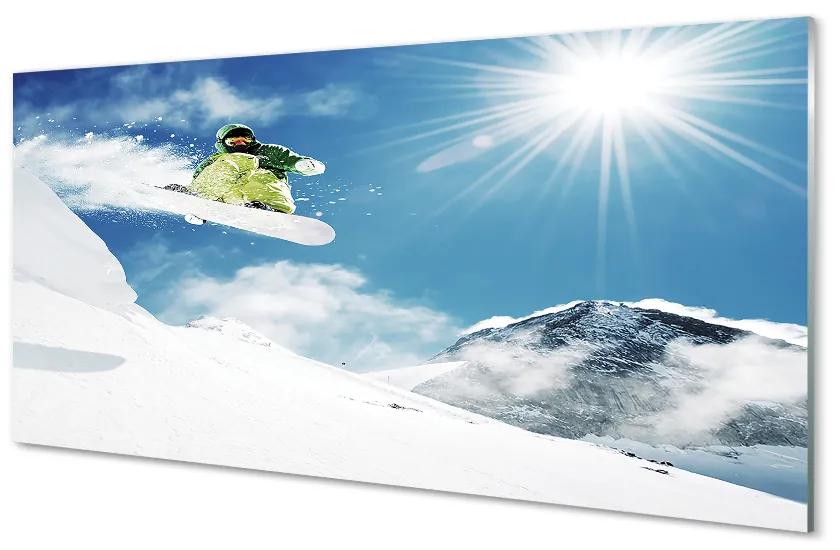 Quadro acrilico Snow Board Man Mountain 100x50 cm