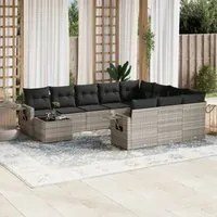 Set Divani da Giardino 11 pz con Cuscini in Polyrattan Grigio 3220731