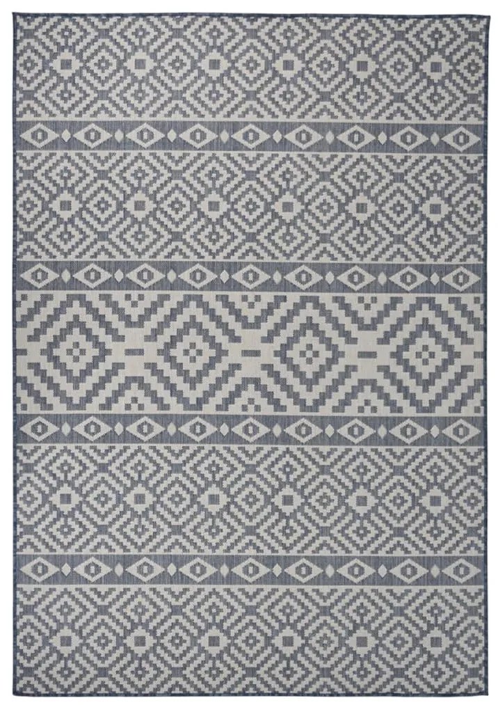 Tappeto Da Esterni A Tessitura Piatta 160x230 Cm Strisce Blu /