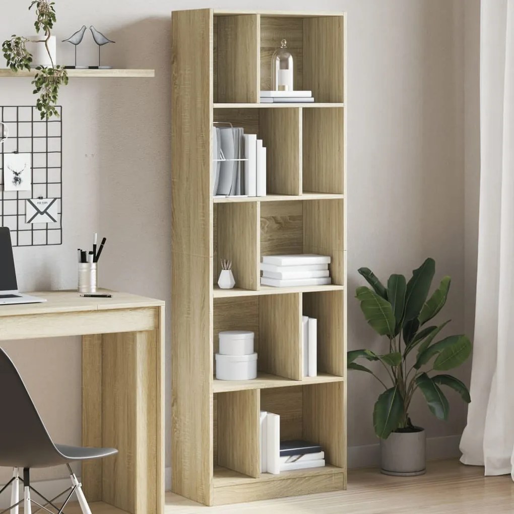 Libreria rovere sonoma 57x28,5x174 cm in legno multistrato