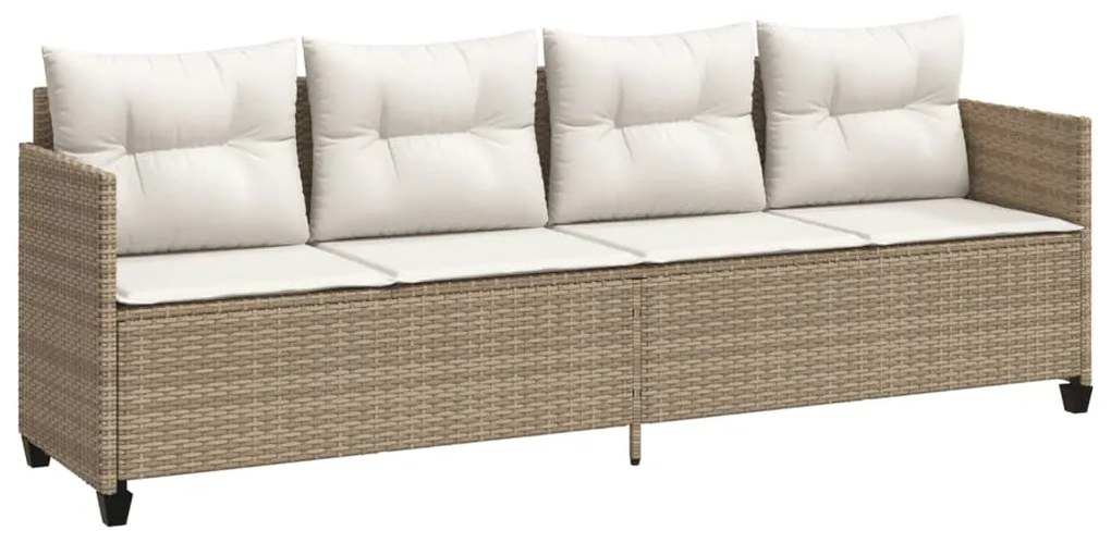 Set divano da giardino 5 pz con cuscini beige in polyrattan