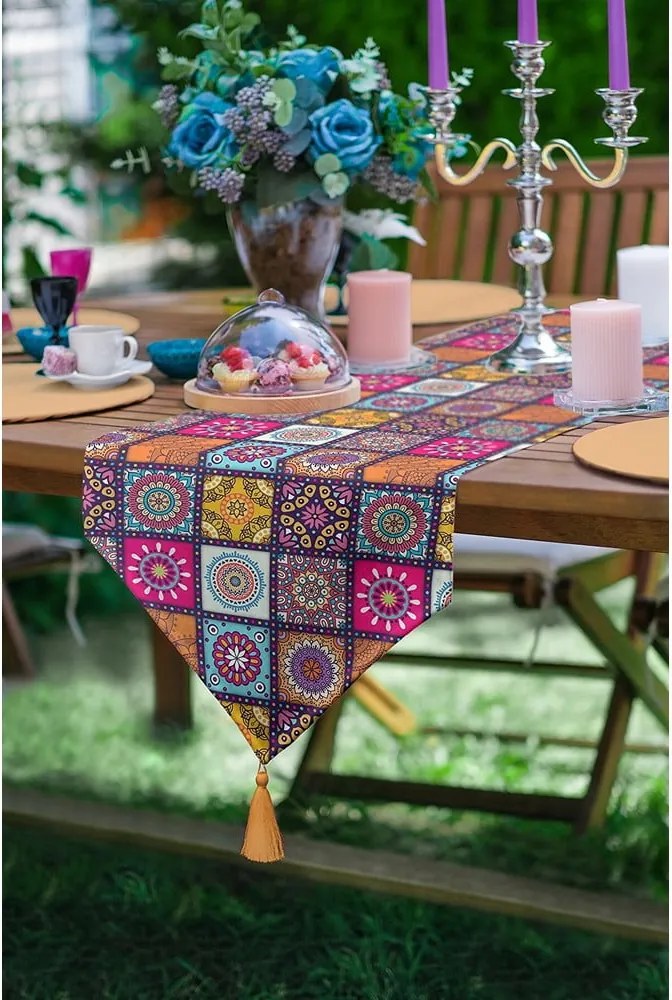 Runner 45x140 cm Mandala Tiles – Minimalist Cushion Covers