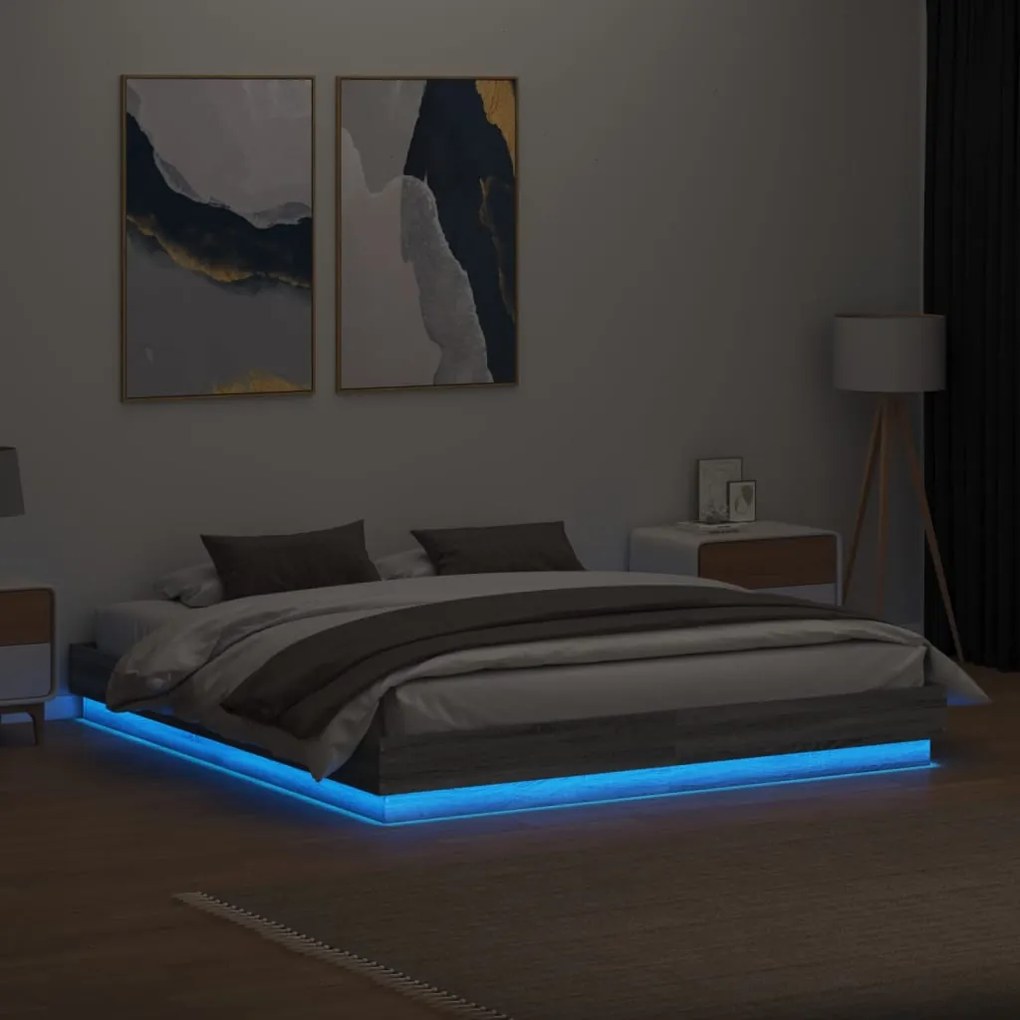 Giroletto con luci led grigio sonoma 180x200 cm