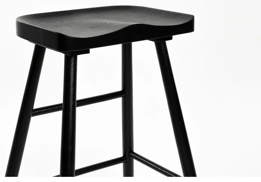 Sedia da bar nera in rovere massiccio (altezza della seduta 65,5 cm) Vander – White Label