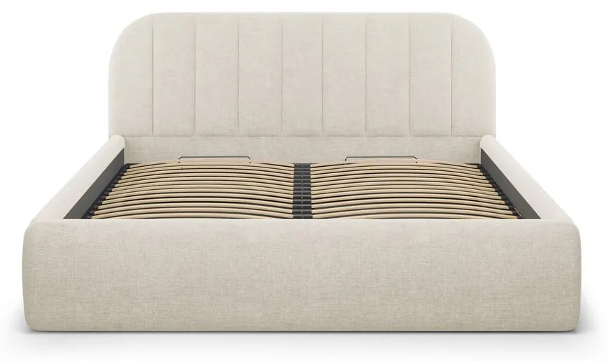 Letto matrimoniale imbottito color crema con contenitore con rete inclusa 180x200 cm Juno – Windsor &amp; Co Sofas