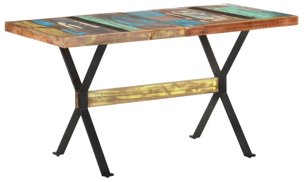 Tavolo Da Pranzo 140x70x76 Cm İn Legno Massello Di Recupero /