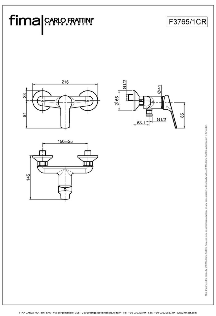 Miscelatore monocomando doccia esterno F33765/1CR Fima Carlo Frattini