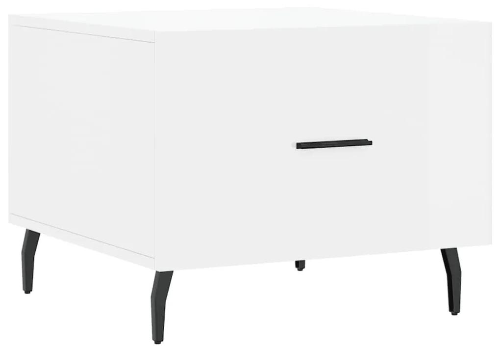 Tavolino da Salotto Bianco Lucido 50x50x40 cm Legno Multistrato