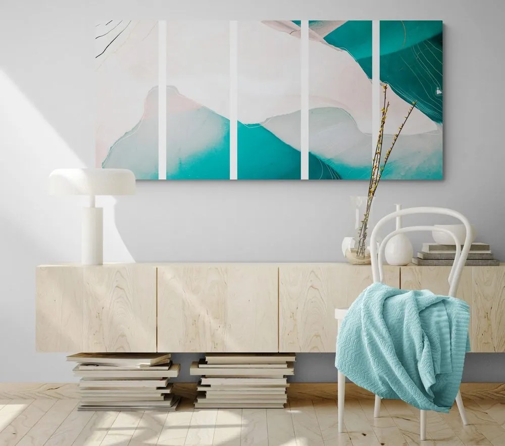 Quadri 5 pezzi – Astrazione blu moderna