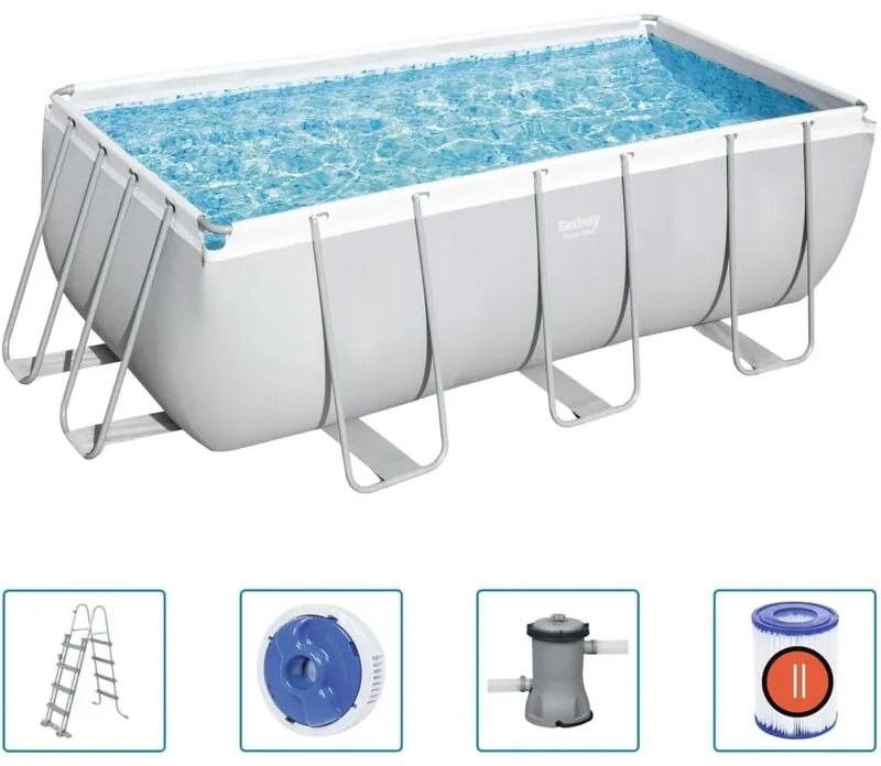 Set Piscina Power Steel Rettangolare 412x201x122 cm Bestway