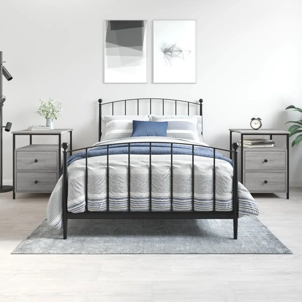 Comodini 2 Pz Grigio Sonoma 44x45x60 Cm İn Legno Multistrato /