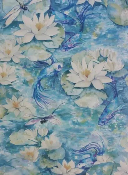 Matthew Williamson Carta da parati Water Lily - Azure Blue