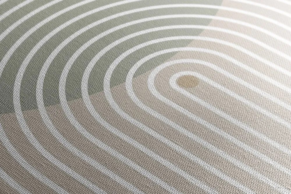 Stampa su tela – Cerchio kaki con arcobaleno Mid-Century