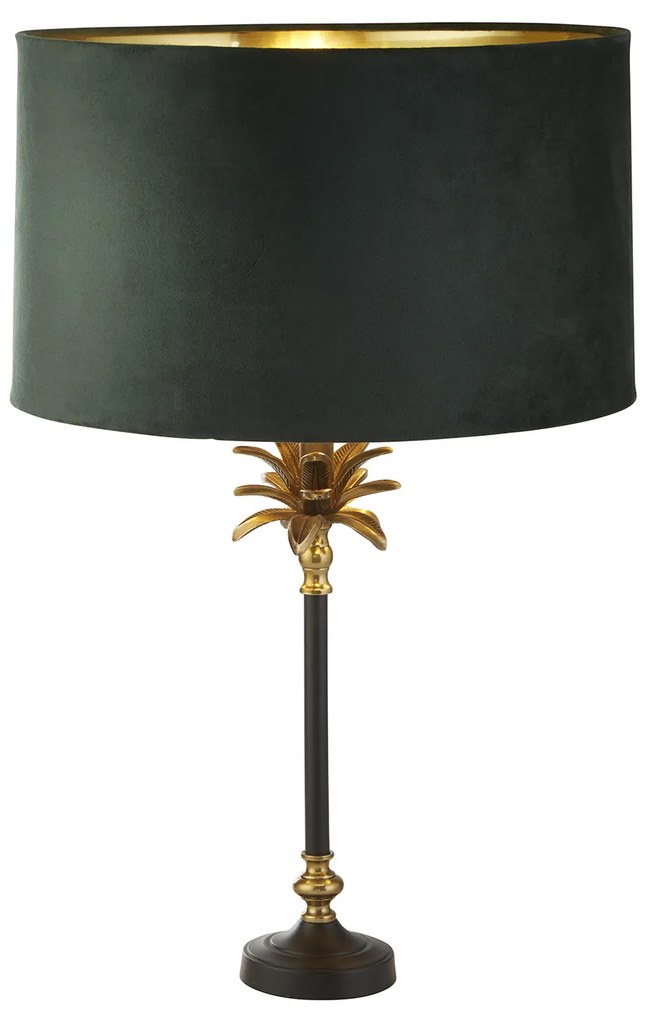 Lampada Da Scrivania Contemporanea Palma Ottone Nero Velluto Verde 1 Luce E27