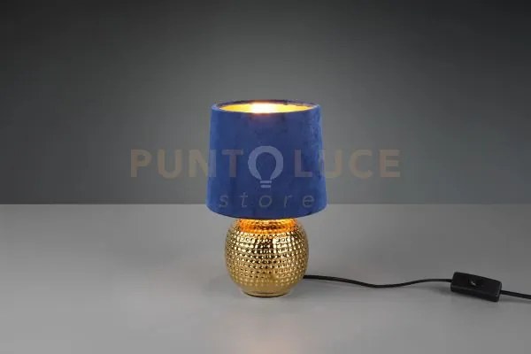 Sophia lampada da tavolo base ceramica oro e paralume effetto vellu...