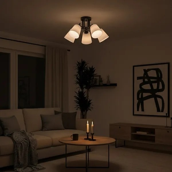 Plafoniera PAFOS 5xE27/15W/230V nera