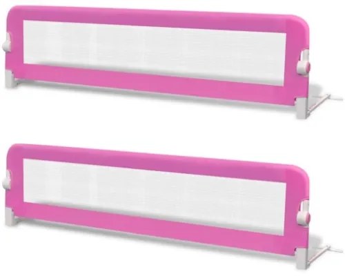 Sponde Letto per la Sicurezza dei Bambini 2 pz Rosa 150x42 cm