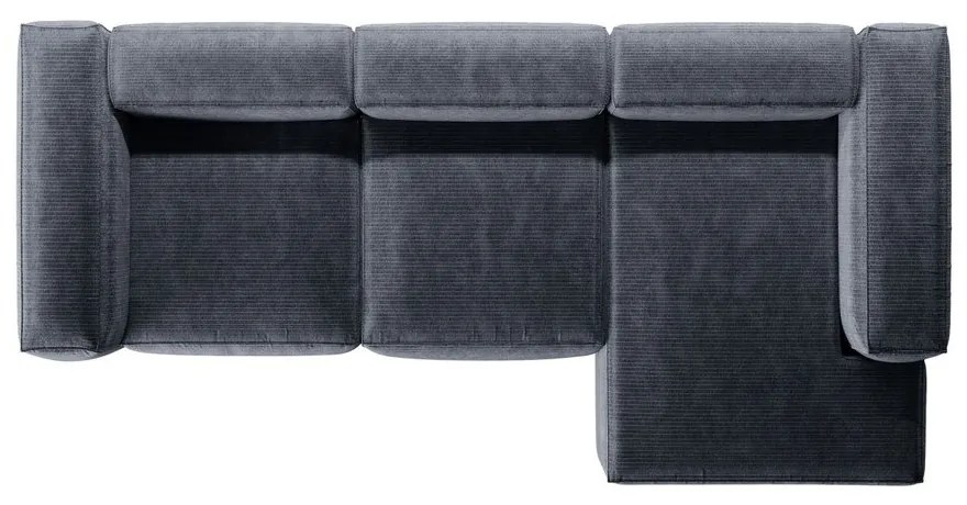 Divano angolare blu polveroso (con penisola a destra/con chaise lounge) con rivestimento in velluto a coste Bergamo – Cosmopolitan Design