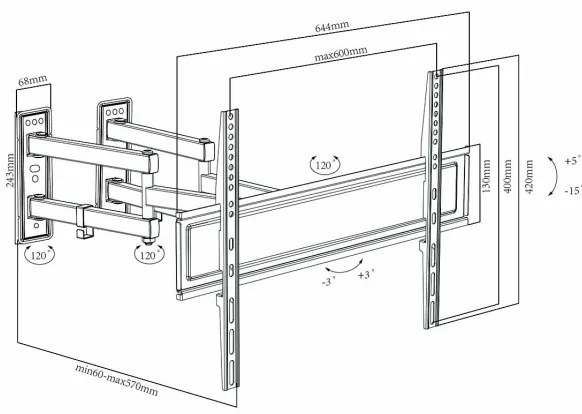 Nedis TVWM5350BK - Supporto da parete per TV Full Motion 30-70”