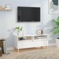 Mobile Porta TV Bianco Lucido 100x34,5x44,5cm Legno Multistrato 831895